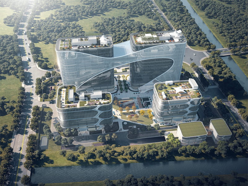 共建未来丨龙八国际股份（上海）创新基地亮相“2023年闵行区重大工程项目开工仪式”主会。